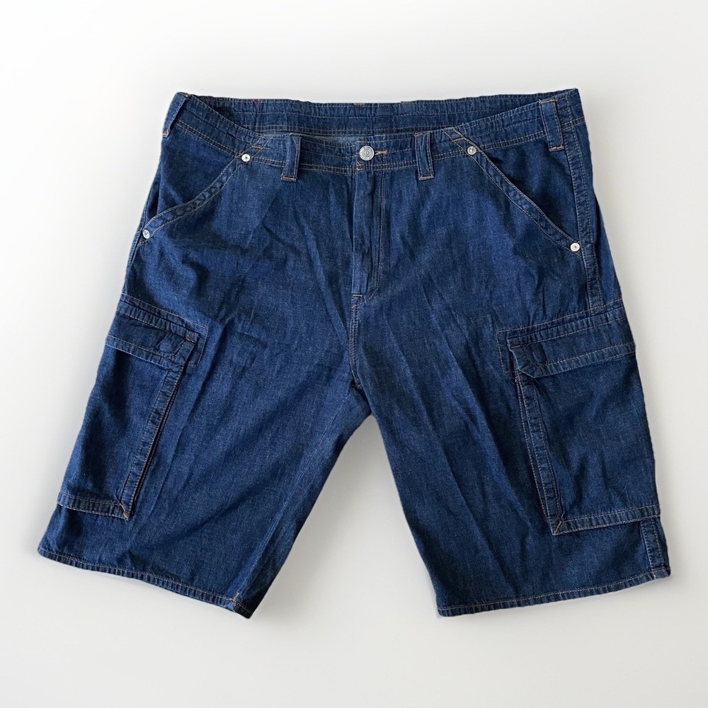 True Religion Denim Cargo Shorts Men's 42 Y2K Inspired Grunge Baggy Indigo